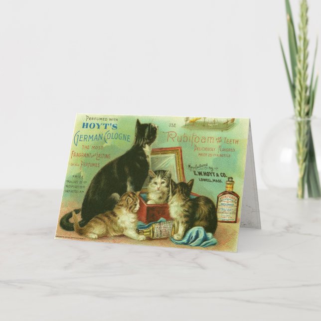 Cartão de Saudação com Ilustração Vintage de Kitte (Frente)