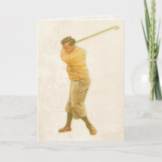 Cartão de Saudação com Jogador de Golfe Vintage