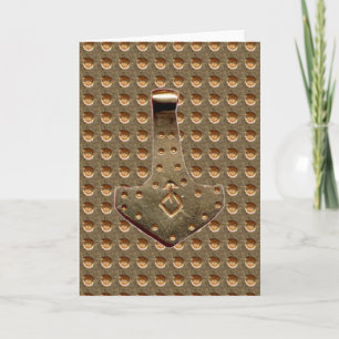 Cartão de saudação com Martelo de Thor Dourado com