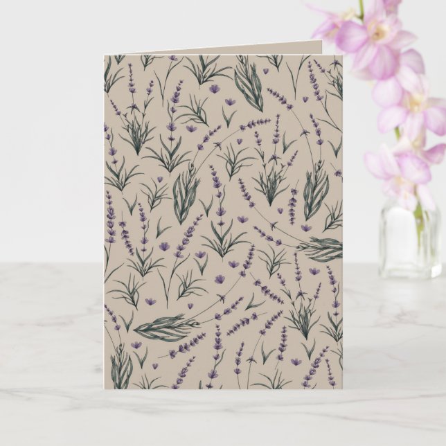 Cartão de Saudação com Padrão Botânico de Lavanda (Orquídea)