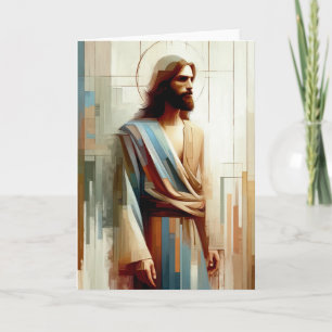 Cartão de Saudação com Retrato Abstrato de Jesus