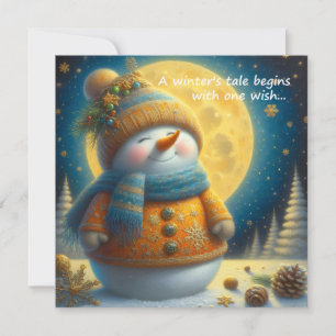 Cartão de saudação com um boneco de neve fofo