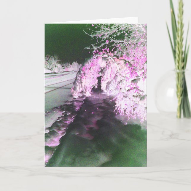 Cartão de saudação cor-de-rosa com brilho falso (Frente)