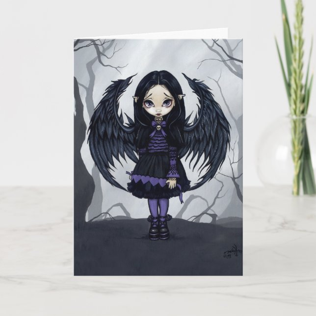 Cartão de Saudação "Corações de Papel Roxo" (Frente)