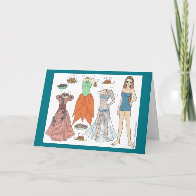 Cartão De Saudação Da Boneca De Papel Elf (Frente)