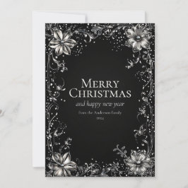 Cartão de saudação da Flor de Natal prateada