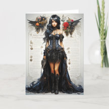 Cartão de Saudação da Garota Gótica Fantasy