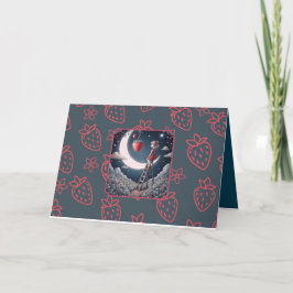 Cartão de Saudação da Lua de Morango