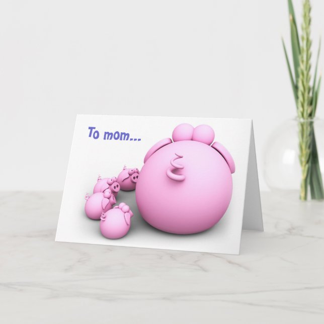 Cartão de saudação da mãe do porco (Frente)