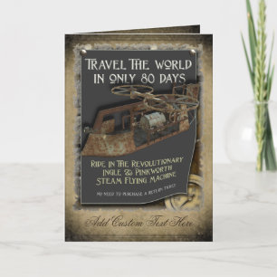 Cartão de Saudação da Máquina Voadora Steampunk