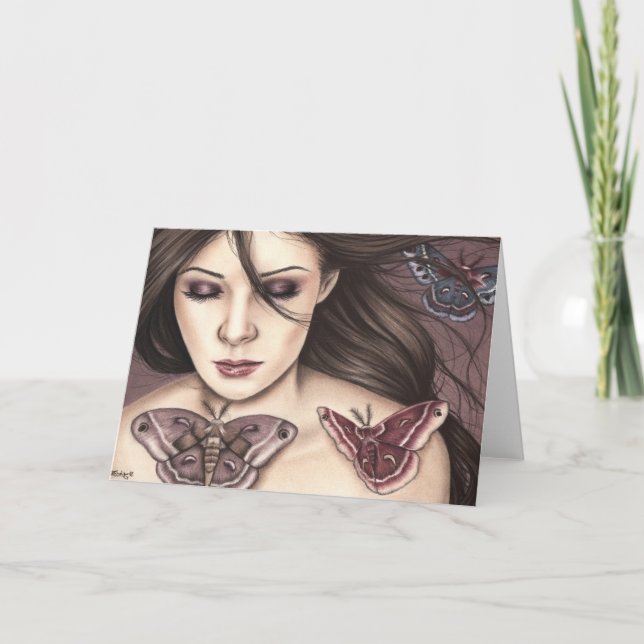 Cartão de Saudação da Moth Girl Conectado (Frente)