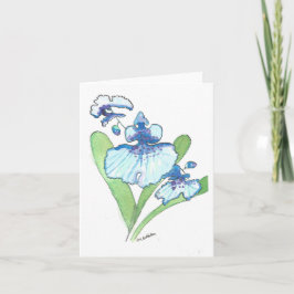 Cartão de Saudação da Orquídea Azul de Aquarela co