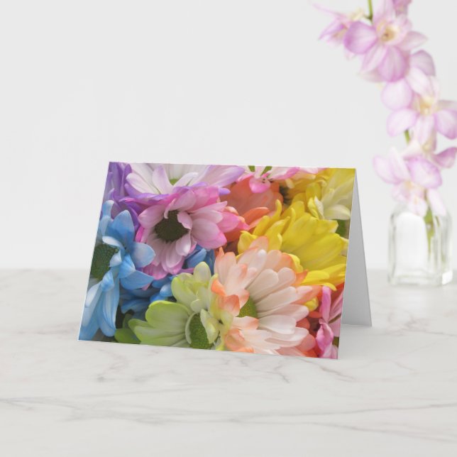 Cartão de Saudação - Daisies Multicolorido II (Orquídea)