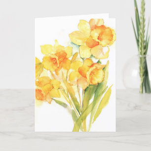 Cartão de saudação das flores daffodil aquarelas