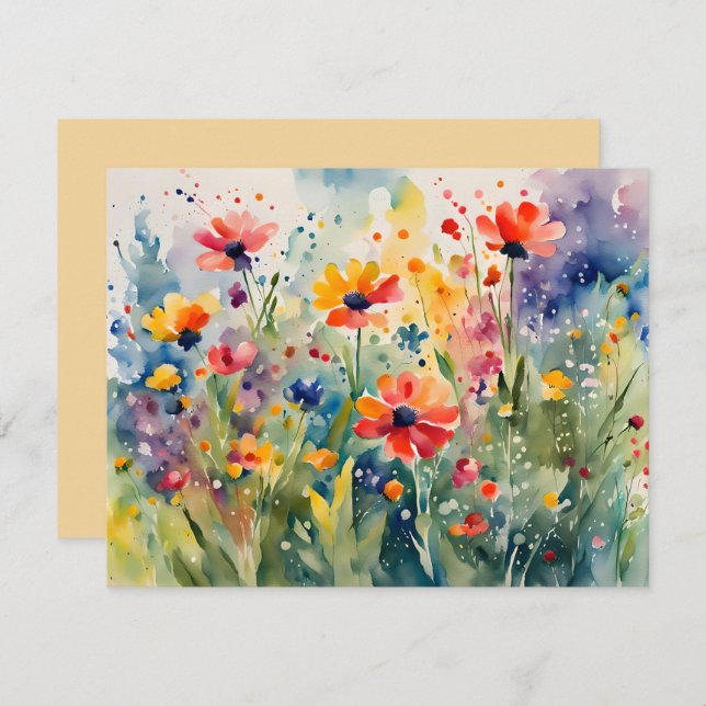 Cartão de Saudação das Flores Florais de Primavera (Frente/Verso)