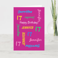 Cartão de Saudação de 17.º Aniversário Personaliza