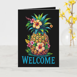 Cartão de Saudação de Abacaxi Tropical Aloha