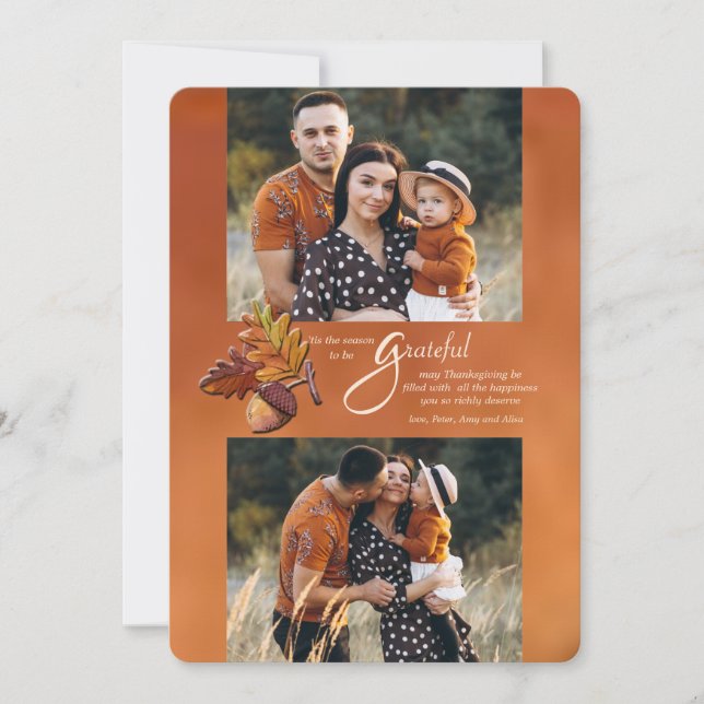 Cartão de Saudação de Ação de Graças de ouro Queda (Frente)