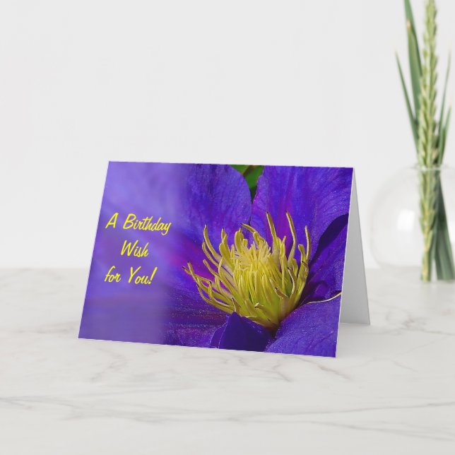 Cartão de Saudação de Aniversário Clematis (Frente)