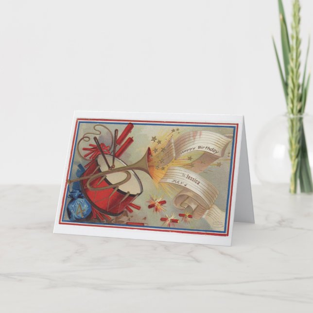Cartão de saudação de aniversário de 4 de julho (Frente)