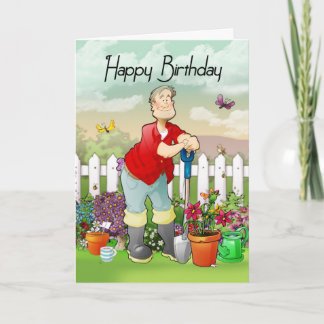 cartão de saudação de aniversário de jardineiro