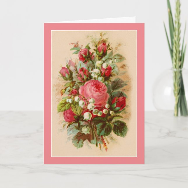 Cartão de Saudação de Aniversário de rosas (Frente)