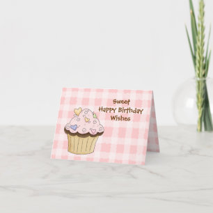 Cartão de Saudação de Aniversário do Cupcake Doce