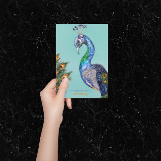 Cartão de Saudação de Aniversário do Pavão Elegant