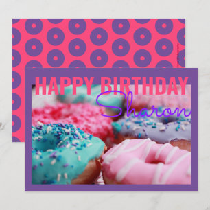 Cartão de Saudação de Aniversário Roxo do Rosq