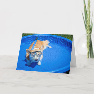 Cartão de saudação de aniversário Snorkel Corgi