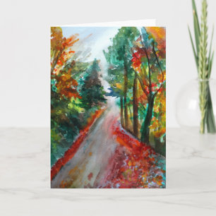 Cartão de Saudação de Arte de Aquarela de Outono
