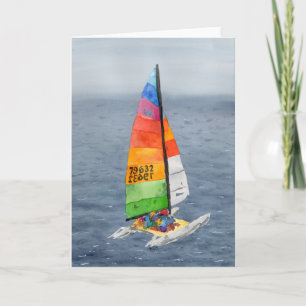 Cartão de Saudação de Arte de Catamarã Náutico