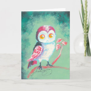 Cartão de Saudação de Arte de Coruja Pintada com o