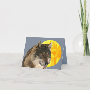 Cartão de Saudação de Arte de Lobo Geométrico Boni