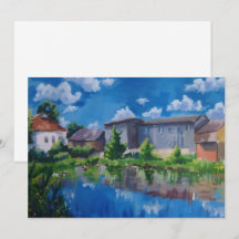 Cartão de Saudação de Arte do Lago da Paisagem Rur