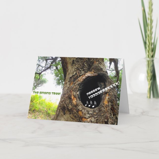Cartão de Saudação de Árvore Cantante Divertido! (Frente)