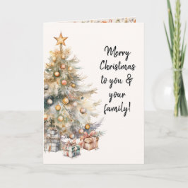 Cartão de Saudação de Árvore de Natal com Aquarela