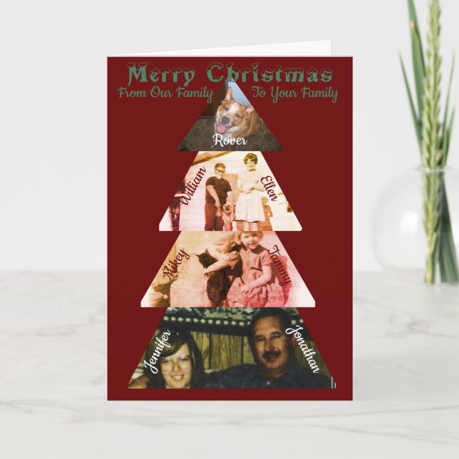 Cartão de Saudação de Árvore de Natal Dobrada com  (Frente)