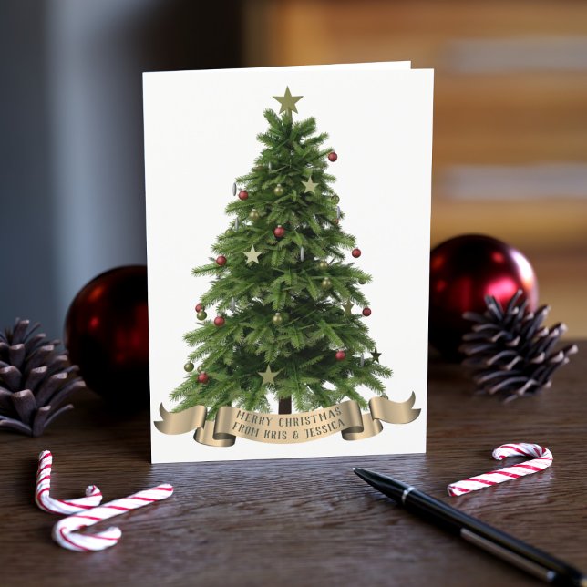 Cartão de Saudação de Árvore de Natal Merry Person (Merry Christmas! Just add your names and festive message to this elegant Christmas tree holiday card)