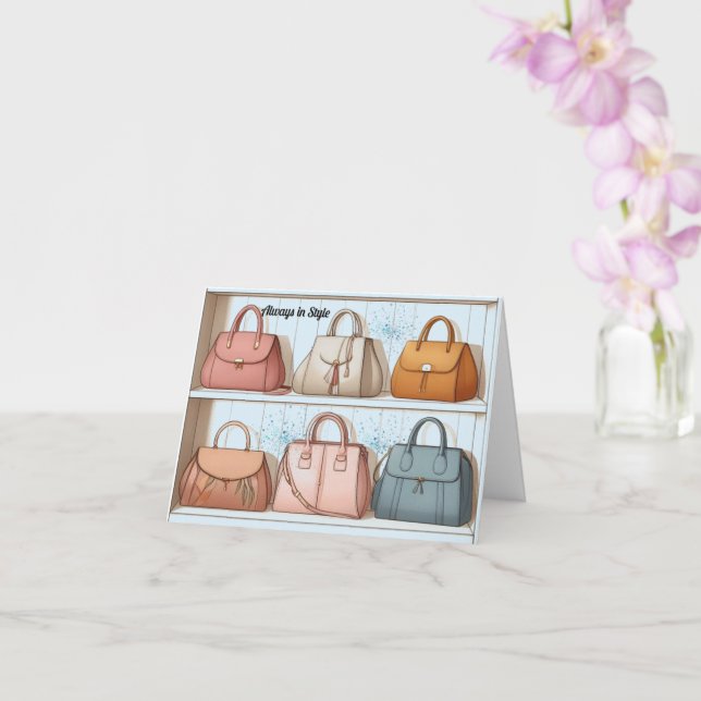 Cartão de Saudação de Bolsa de Mão Chic e Elegante (Orquídea)