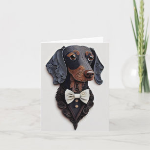 cartão de saudação de Bowtie Dachshund