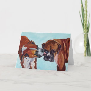 Cartão de Saudação de Boxer Dogs de Belas Artes