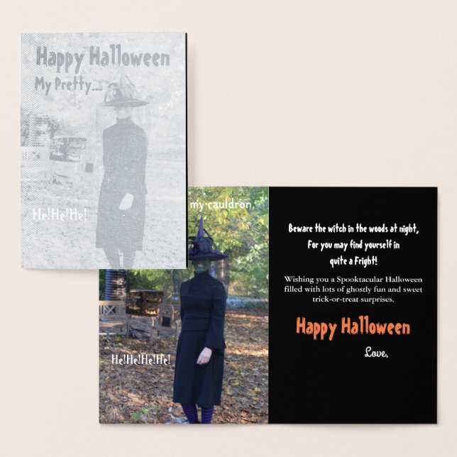 Cartão de Saudação de Bruxa Silver Foil (Exibição)