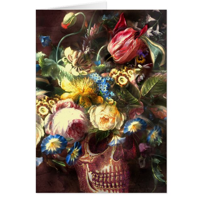 Cartão de saudação de Buquê crânio (Frente)