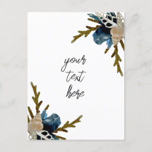 Cartão de saudação de buquê floral marinho folgado