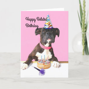Cartão de saudação de cachorro do Boxer de Aniv