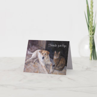 Cartão De Saudação De Cachorro E Gato Dobrado