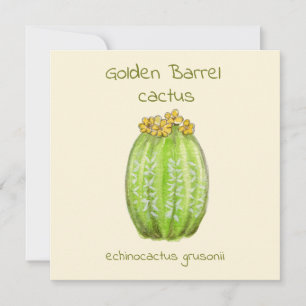 cartão de saudação de cacto de barril dourado