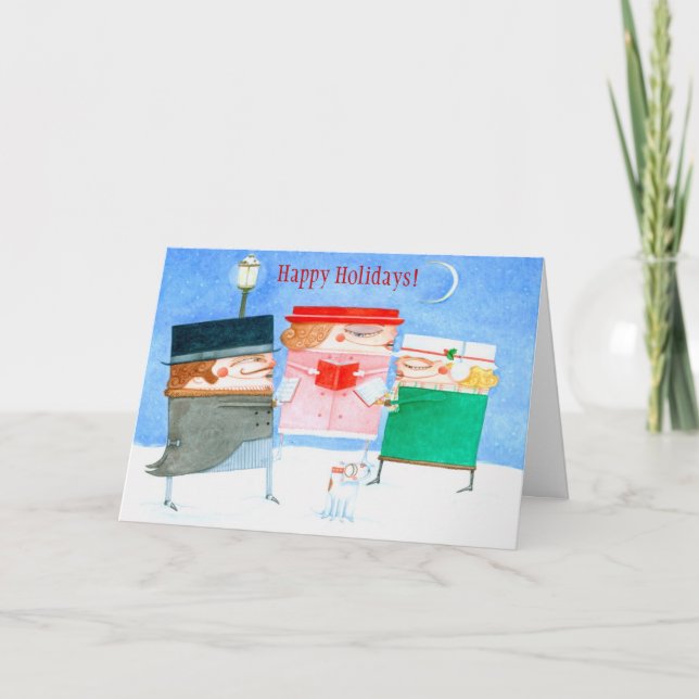 Cartão de Saudação de Carolers de Férias (Frente)