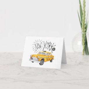 Cartão de Saudação De Carro De Taxi Amarelo Nov